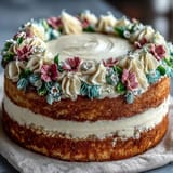 Beautiful graduation birthday cake adorned with delicate buttercream flowers and Taurus-themed gold accents for a festive celebration.