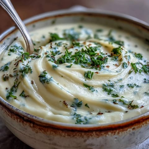 Velvety smooth Parsnip and Herb Soup steaming in a rustic ceramic bowl, topped with a drizzle of olive oil and cracked black pepper. 