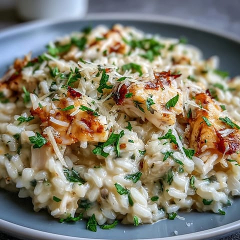 Creamy Smoked Haddock Risotto topped with fresh parsley and lemon zest served in a rustic bowl.