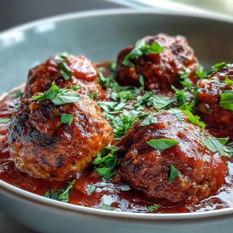 Slow cooker meatballs in marinara sauce, tender and juicy, perfect for easy entertaining.  