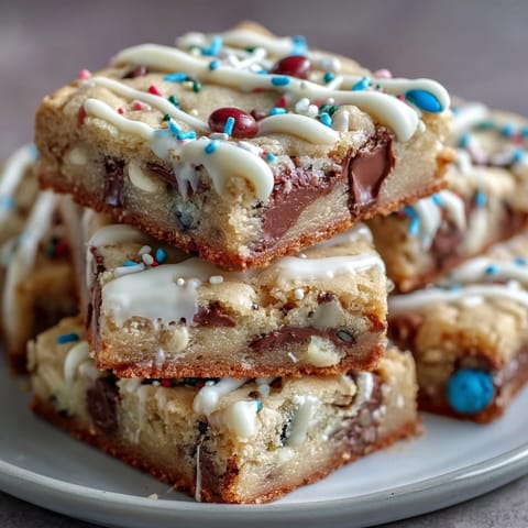 Colorful Graduation Cookie Bars with chocolate chips and white chocolate drizzle, perfect for celebrating academic achievements and easy to customize with school colors.