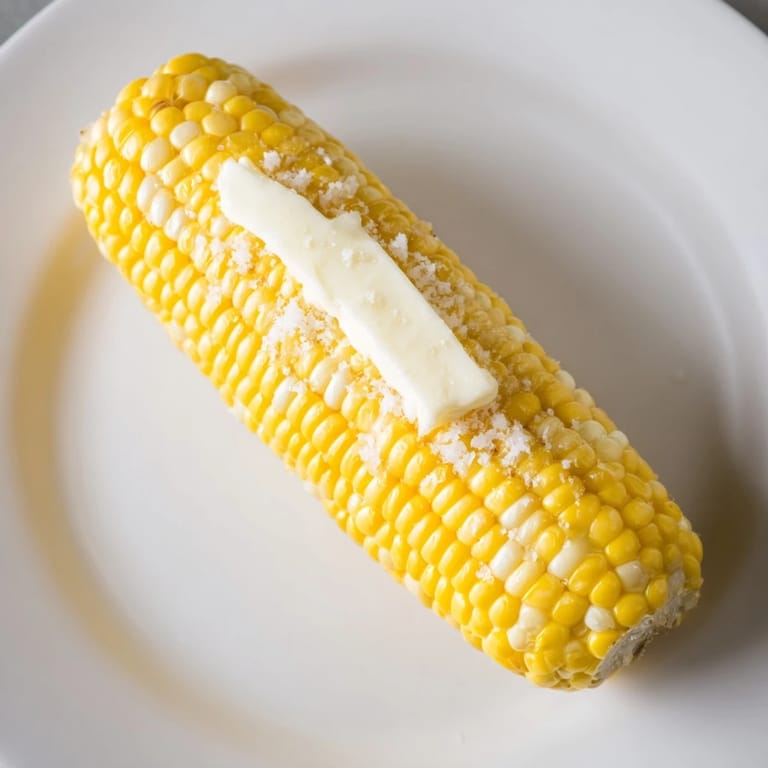 Grilled corn on the cob, slightly charred, ready to be slathered in butter and enjoyed.