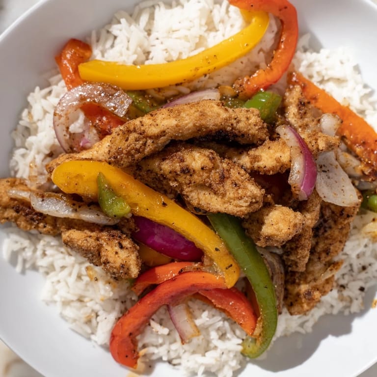 Juicy chicken strips and vibrant veggies combine in this delicious Chicken Fajita Bowl, a satisfying meal.