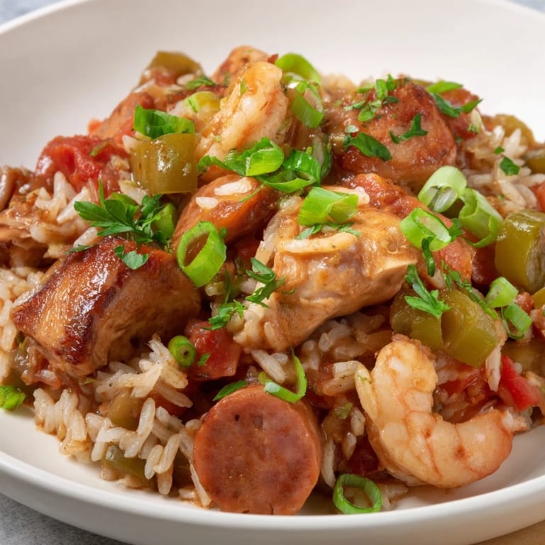 Enjoy a steaming bowl of homemade Jambalaya, a comforting Southern classic brimming with bold flavors.