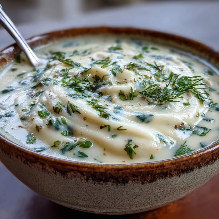Golden roasted parsnips blended into rich Parsnip and Herb Soup, served in a white bowl with a garnish of fresh parsley.