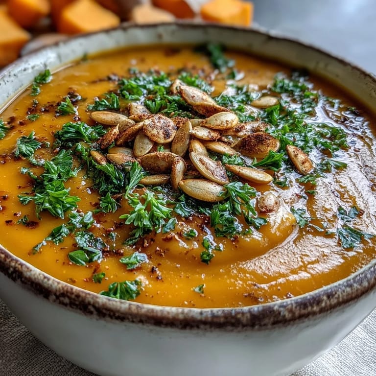 A serving of Butternut Squash and Apple Soup with a slice of crusty bread on the side, perfect for a cozy autumn meal.
