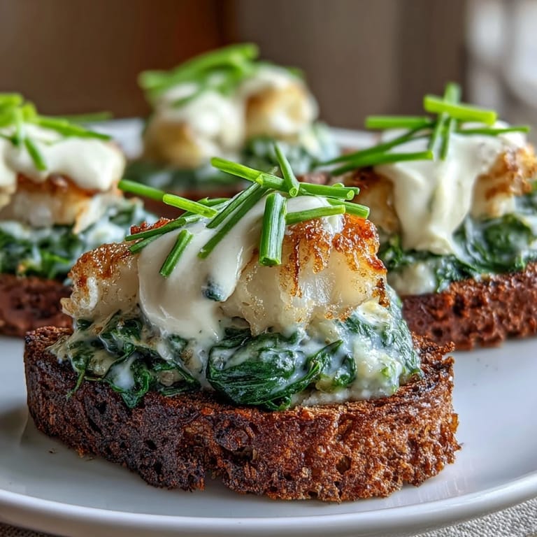 Golden rye toast holds savory smoked haddock and tender spinach, served hot with fresh chives and lemon.