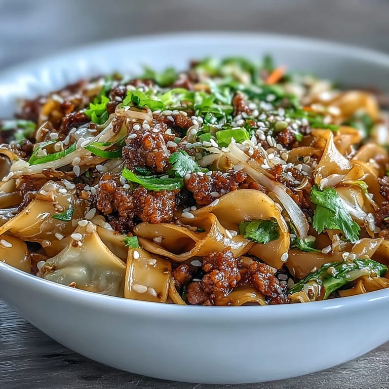 Colorful Potsticker Noodle Bowls garnished with fresh cilantro and lime wedges for a bright, Asian-fusion dinner.