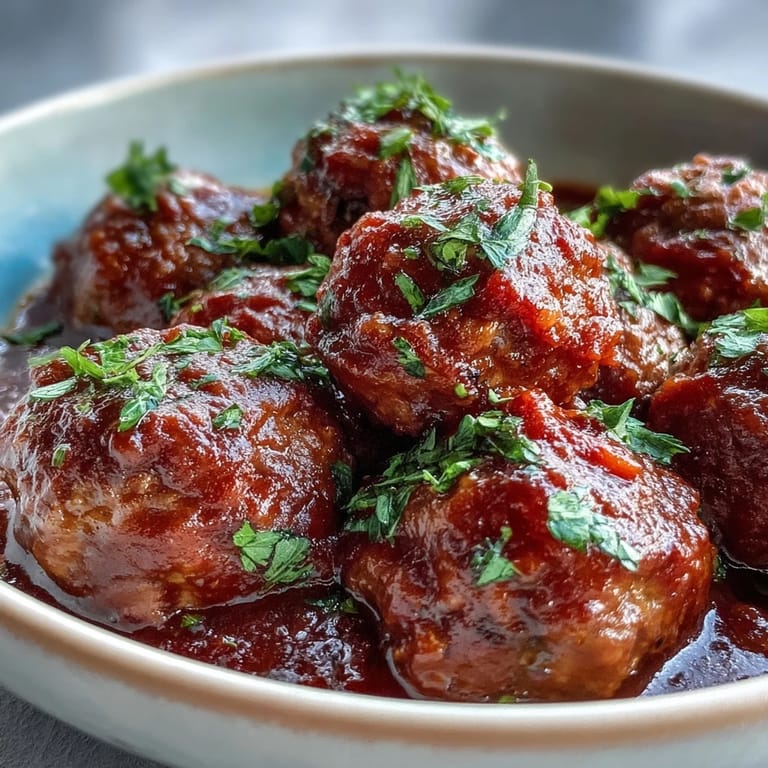 Rich marinara with slow-simmered meatballs, ideal for game day appetizers or hearty dinners.  