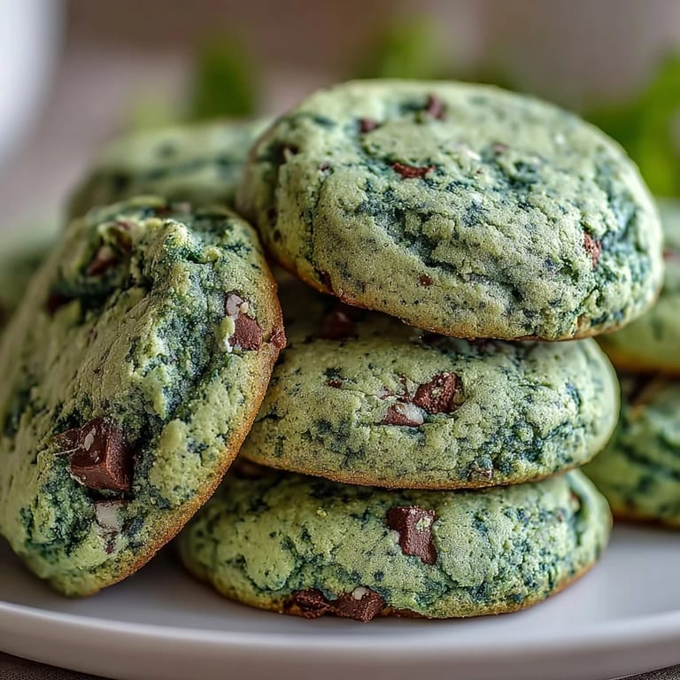Chewy pistachio pudding cookies with real nuts and vanilla, offering a naturally festive look for St. Patrick's Day celebrations.