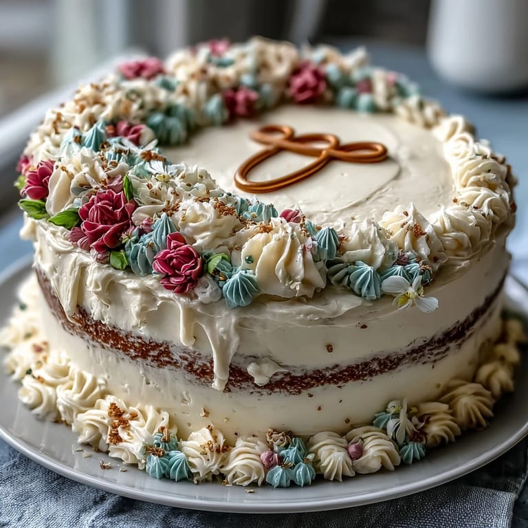 Elegant multi-tiered vanilla cake decorated with vibrant floral buttercream motifs, perfect for Taurus birthdays and graduation parties.