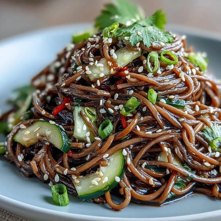 Enjoy this easy Cold Soba Noodle Salad with a zesty ginger-sesame dressing.