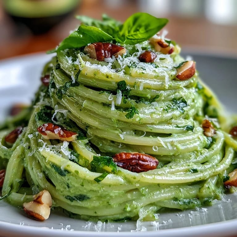 Hearty yet light, this delicious avocado pesto pasta is ready in minutes.