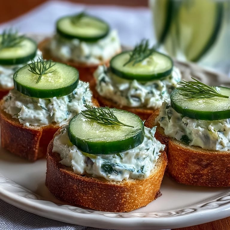 Classic Derby Day Benedictine Cucumber Canapés, a vibrant green spread on crisp bread bites.