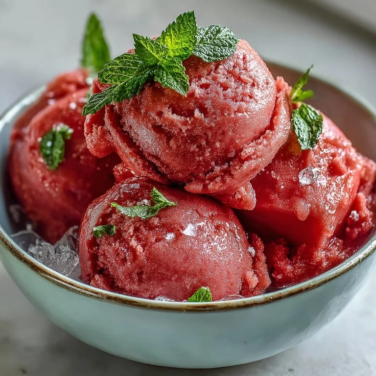 Easy Watermelon Sorbet (3 Ingredients) looking perfectly smooth and refreshingly cold for dessert.