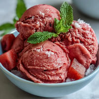 Vibrant Watermelon Sorbet (3 Ingredients) glistens, a frozen, fruity delight on a summer day.